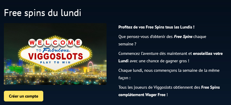 image : Bonus évènementiels du lundi sur Viggoslots