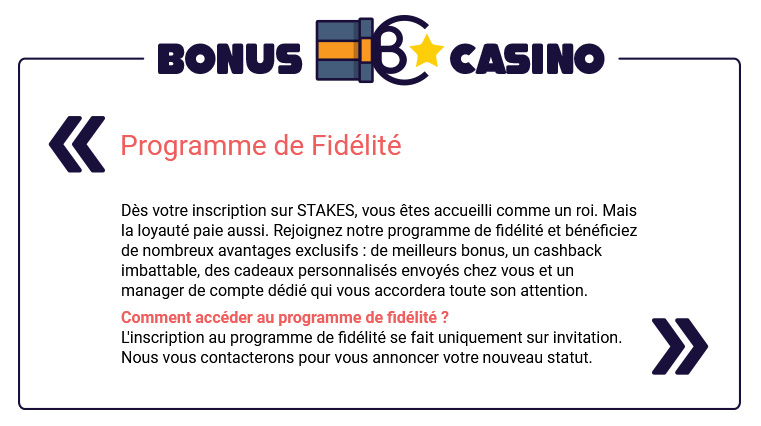 Image : Condition d'admission au programme de fidélité de Stake Casino