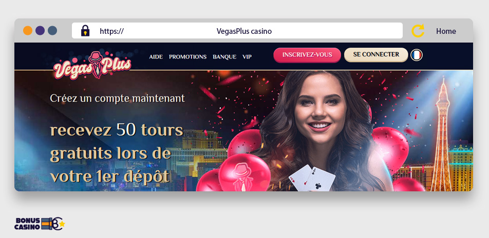 Image : Page d'accueil de VegasPlus casino en ligne