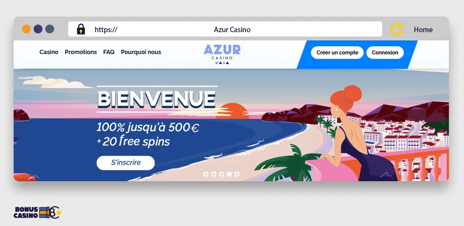 Image : Page d'accueil d'Azur Casino