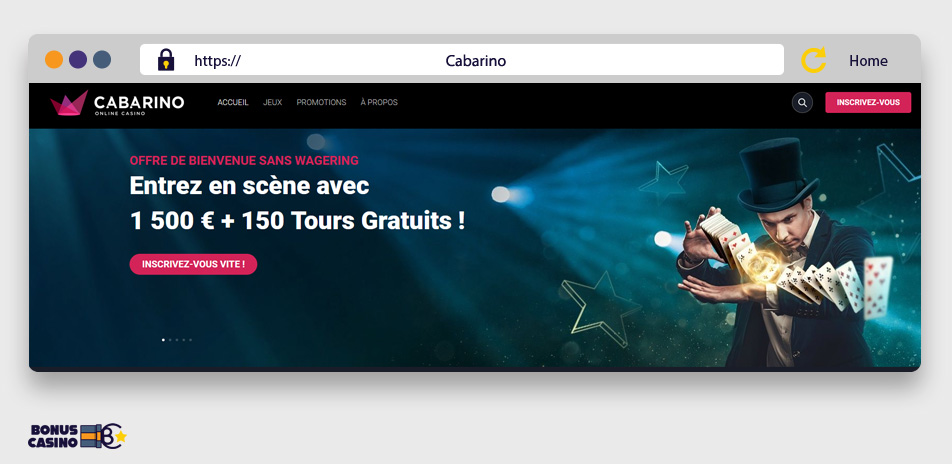 Image : Page d'acceuil de Cabarino Casino
